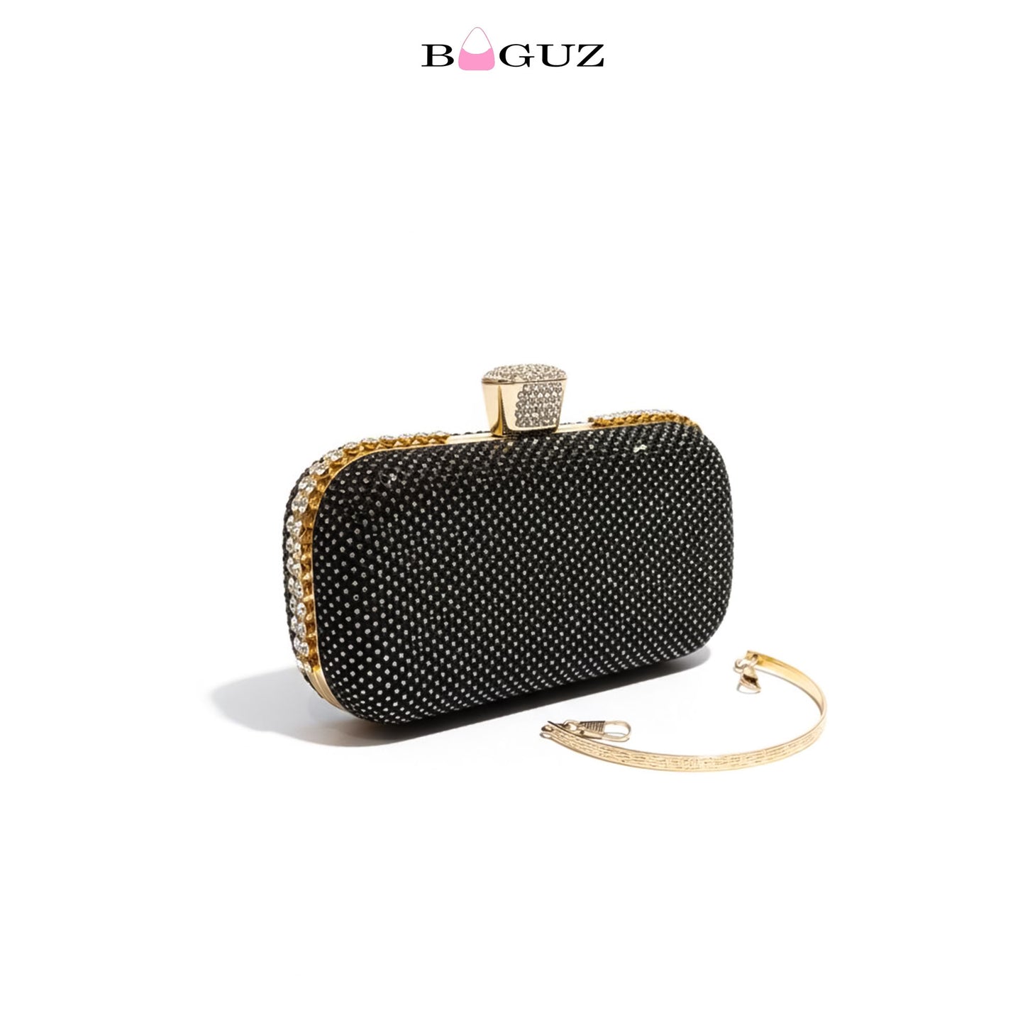 Luxury Black Crystal Evening Clutch Bag