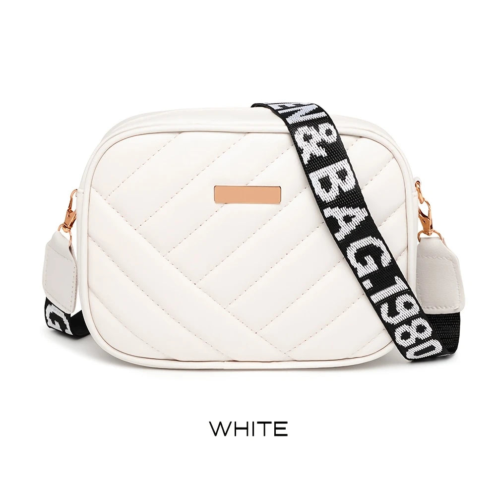 BAGUZ Quilted Black Crossbody Bag with Bold Strap