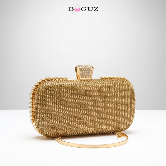 Luxury Golden Crystal Evening Clutch Bag