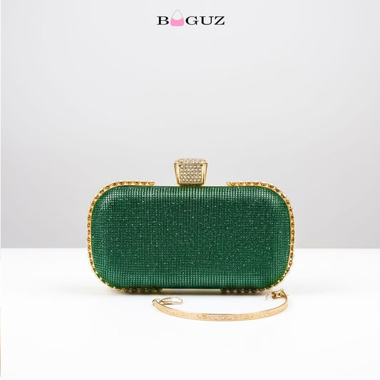 Luxury Green Crystal Evening Clutch Bag