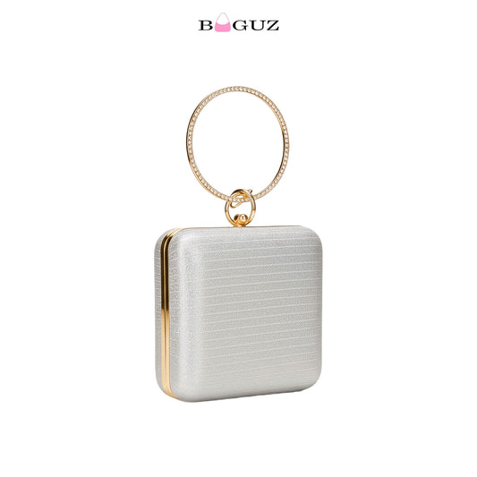 BAGUZ Aurora Rectangle Silver Hand Clutch