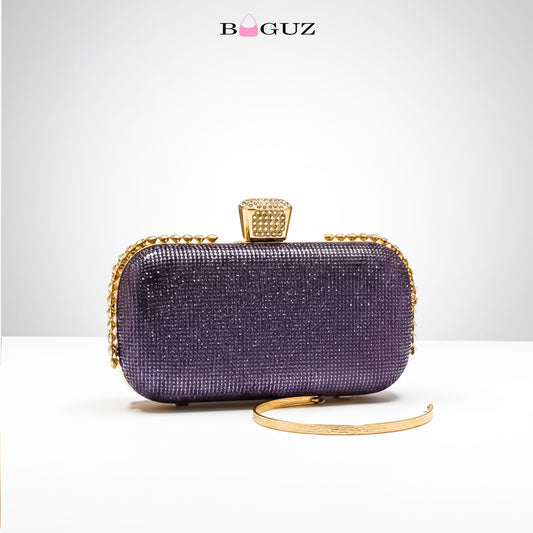 Luxury Purple Crystal Evening Clutch Bag